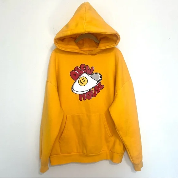 Justin Bieber Drew House Slippers Smiley Hoodie Sz M Yellow 